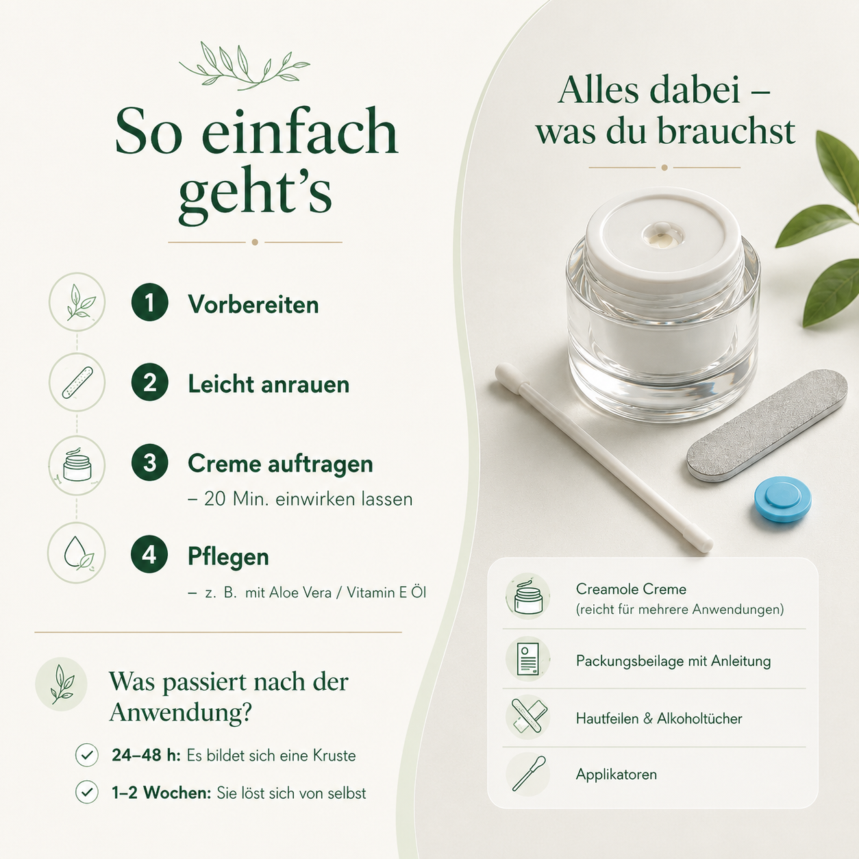 Creamole - Pflanzliche Creme zur Entfernung von Muttermalen, Leberflecken & Warzen