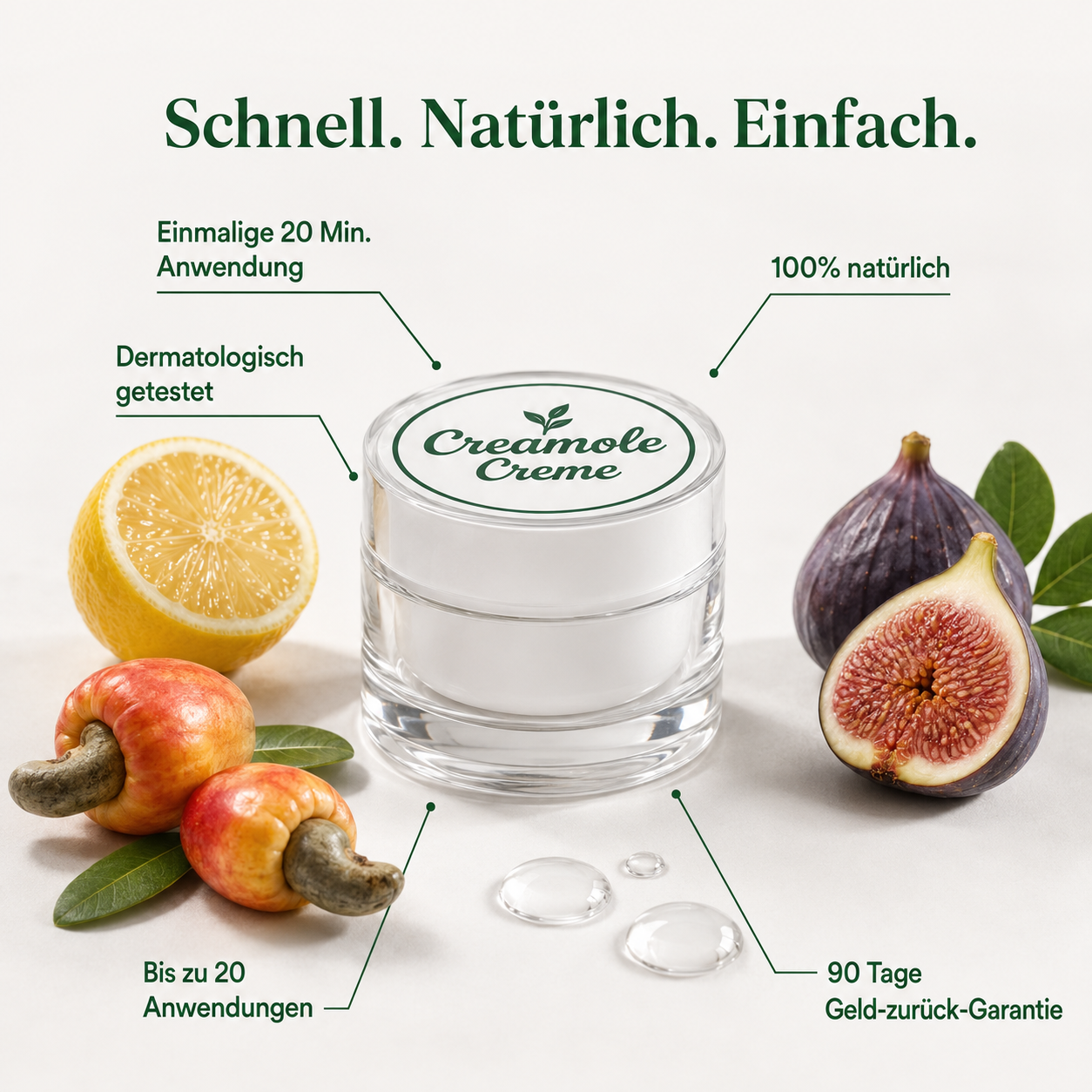 Creamole - Pflanzliche Creme zur Entfernung von Muttermalen, Leberflecken & Warzen